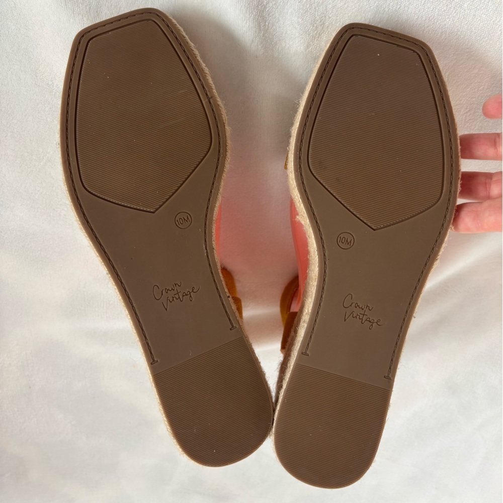 Crown Vintage Daffodil Mustard Suede Espadrille Wedge Sandals Size 10 - Picture 6 of 8
